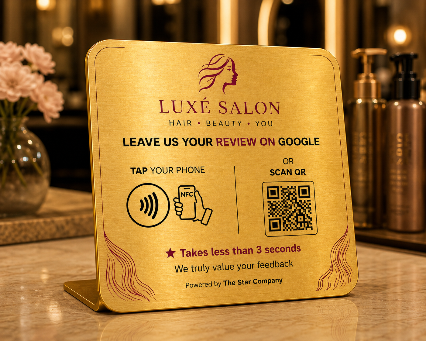 Custom branded review plate mockup