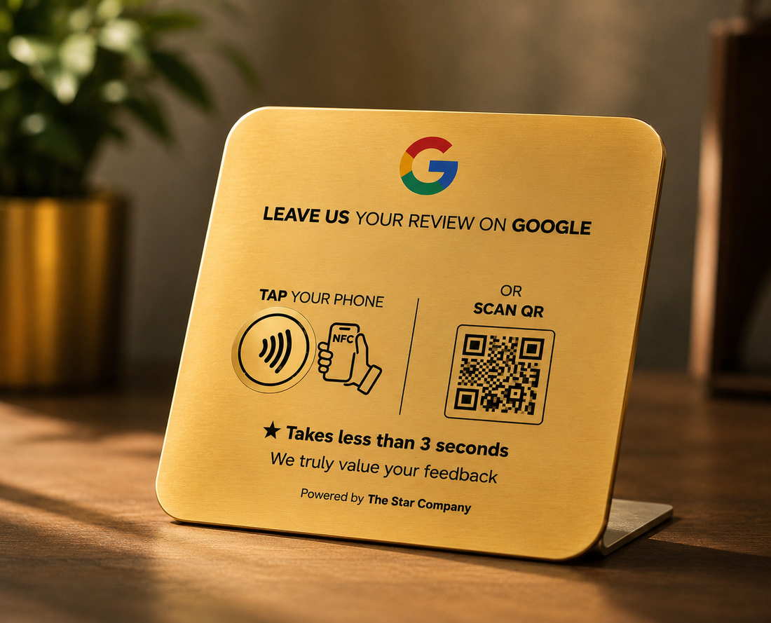 Gold Google review plate