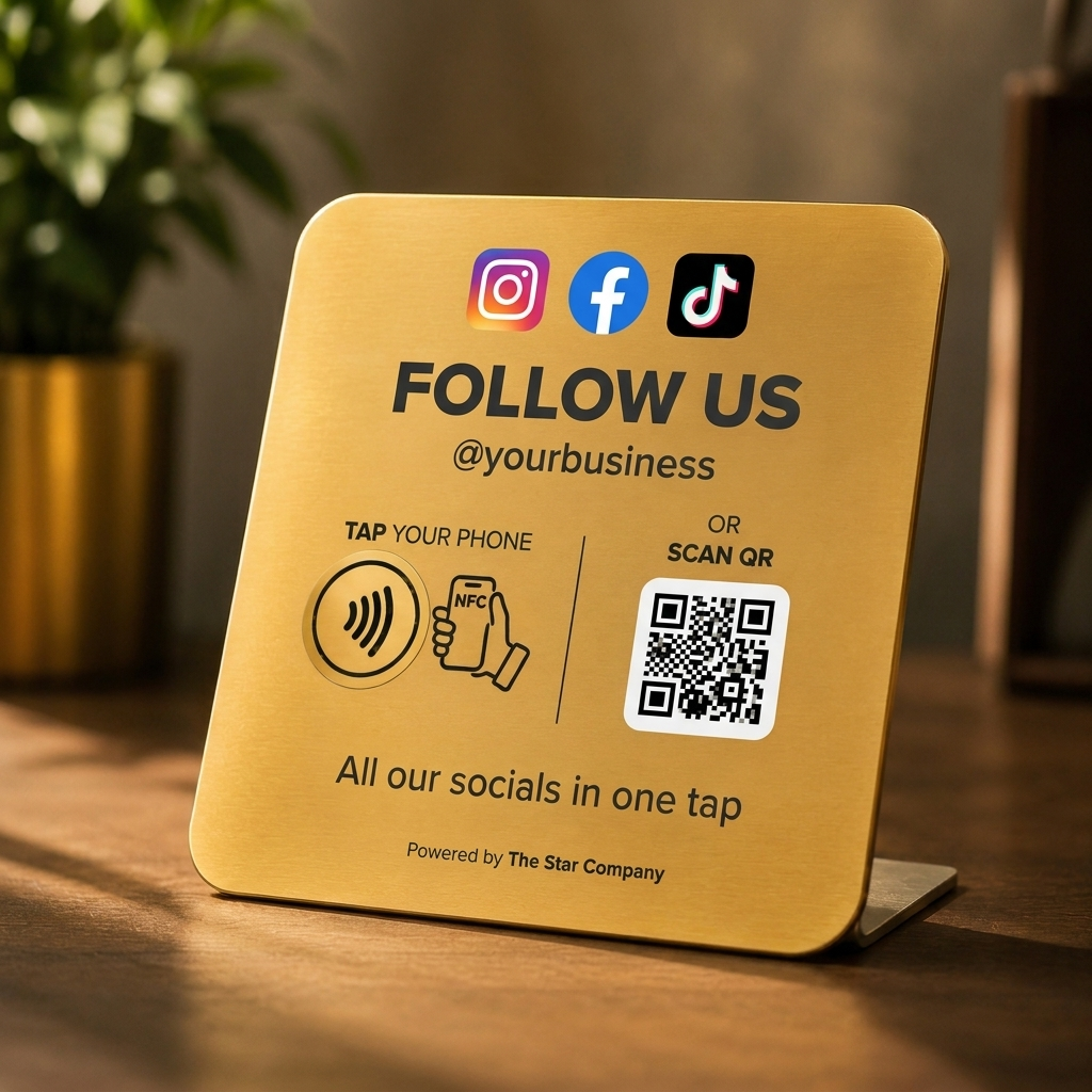 Social Media Follow Plate — 22K Gold