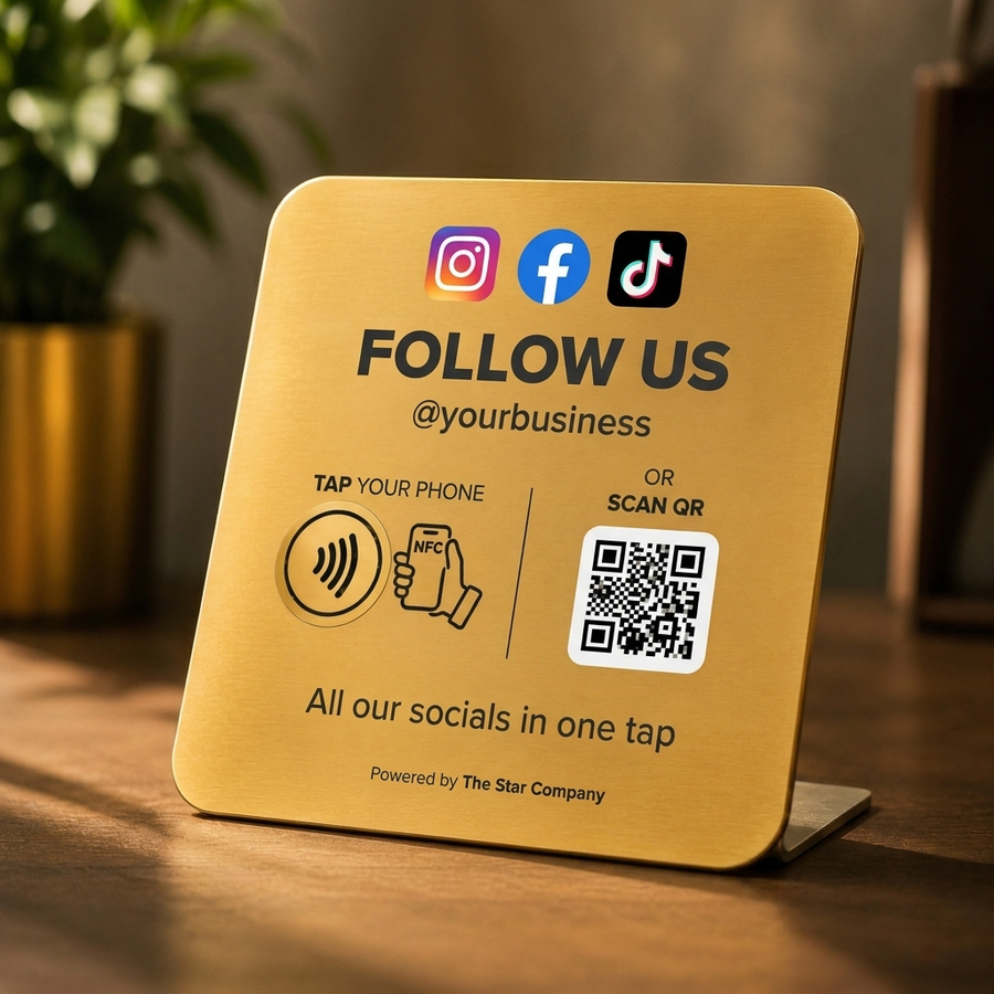 Social Media Follow Plate — 22K Gold