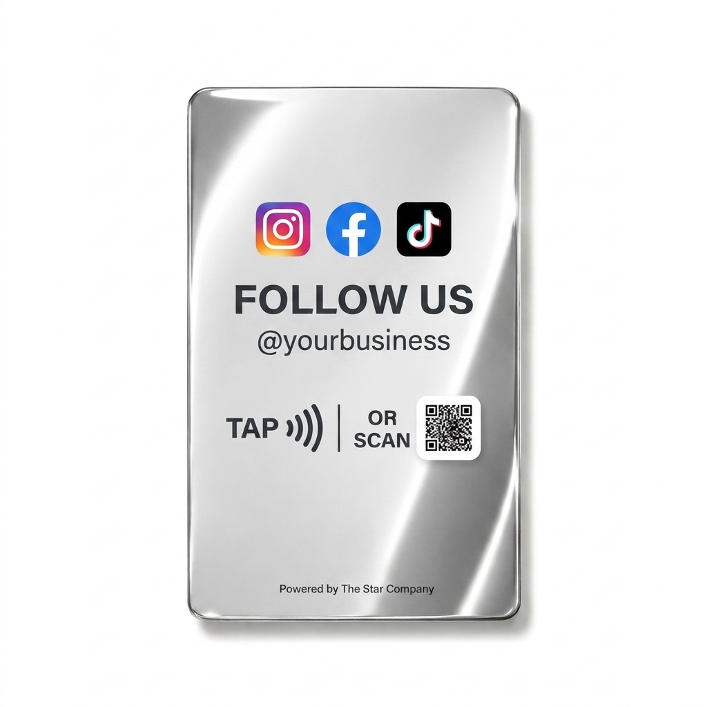Social Media Follow Card — Stainless Steel