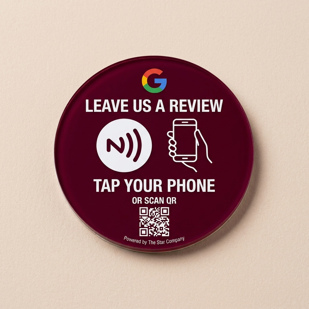 Burgundy Google Review NFC Tag