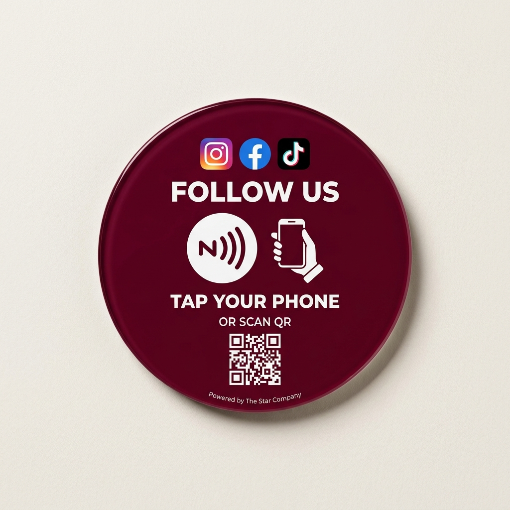 Burgundy Social Media Follow NFC Tag