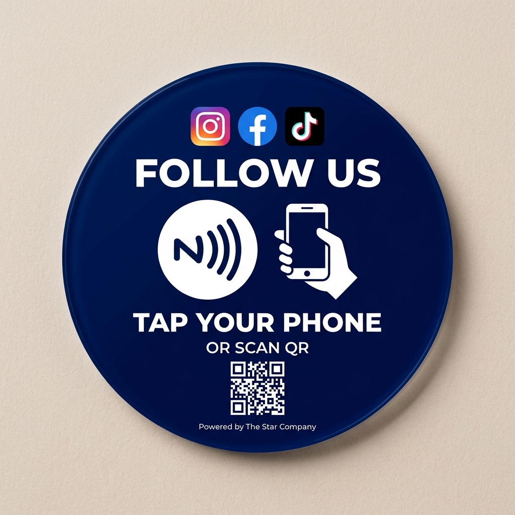 Navy Blue Social Media Follow NFC Tag