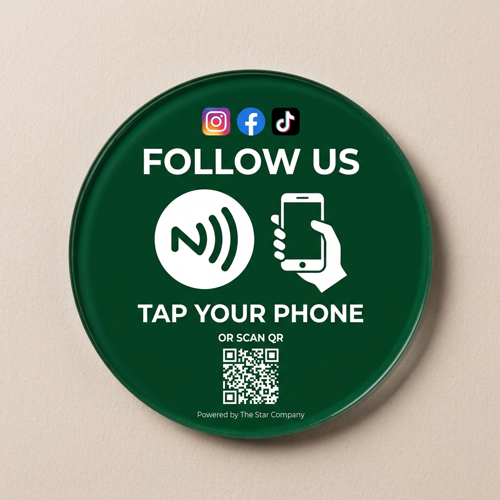 Forest Green Social Media Follow NFC Tag