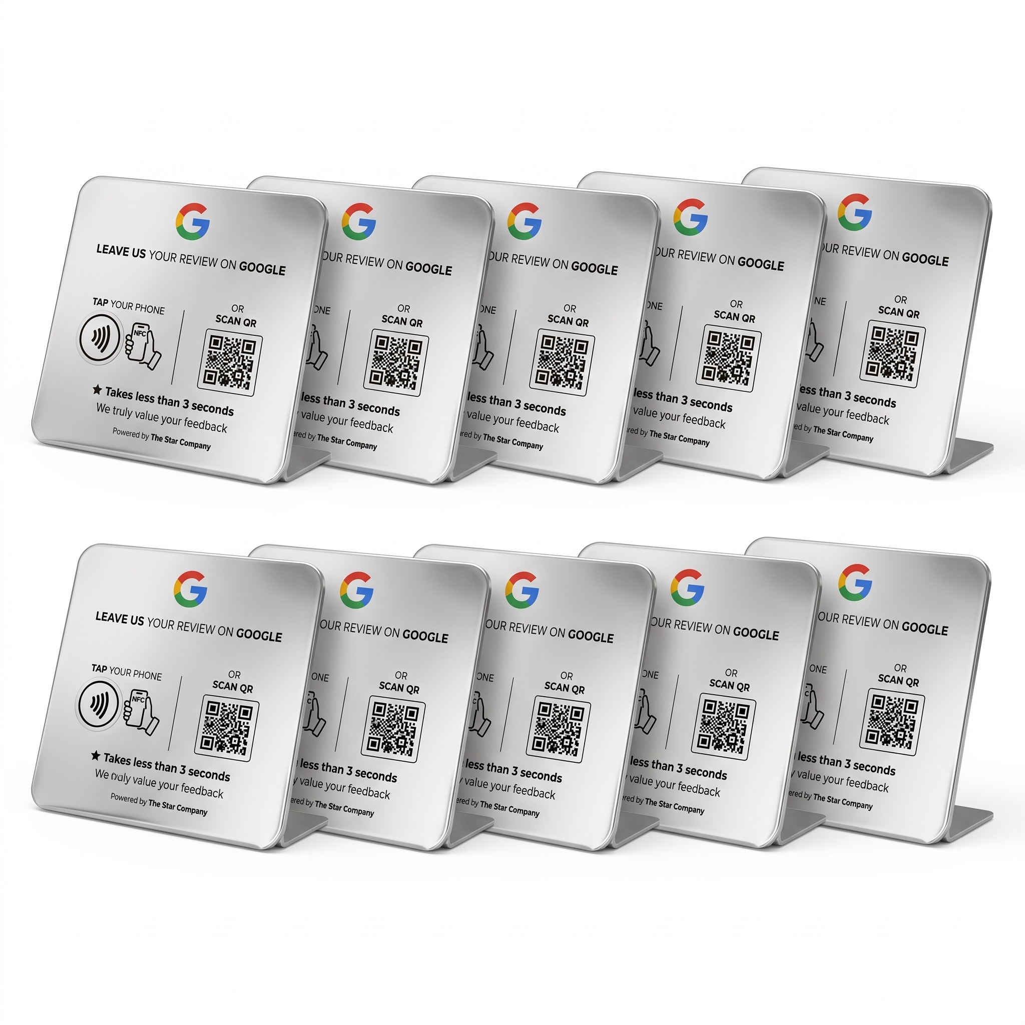 Various Google Review Plate placement examples