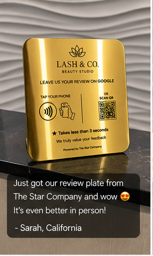 Customer review of the Google review plate