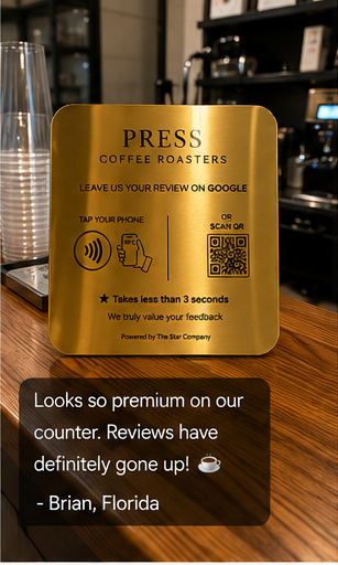 Customer review of the Google review plate