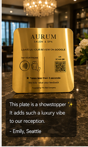 Customer review of the Google review plate