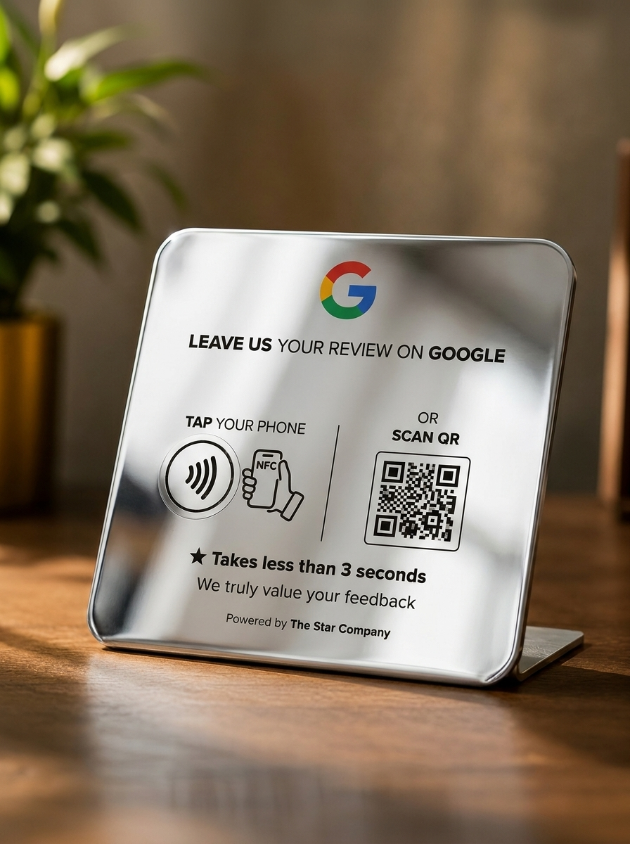 3-Pack of stainless steel Google review cards